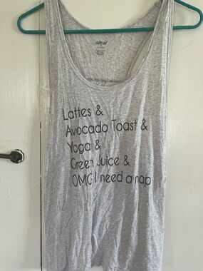 aerie Light Gray Graphic Muscle Tank - Black Text